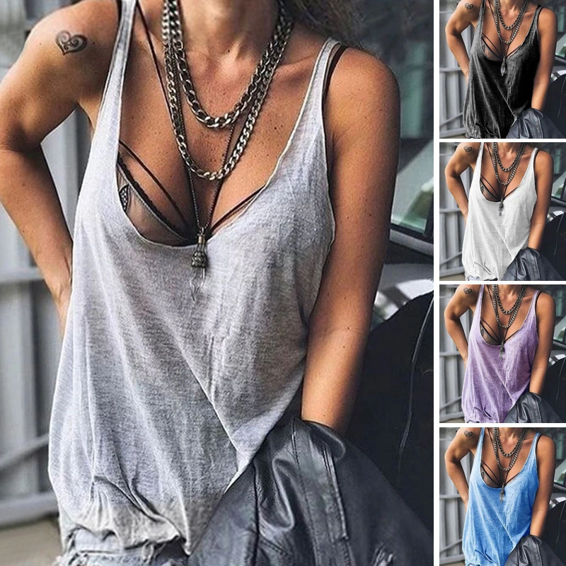 Solid Color Camisole Top T Shirt Plus Size
