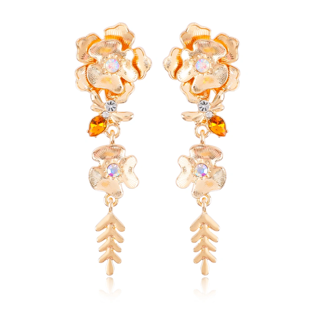 Alloy Glass Diamond Women's Long Earrings