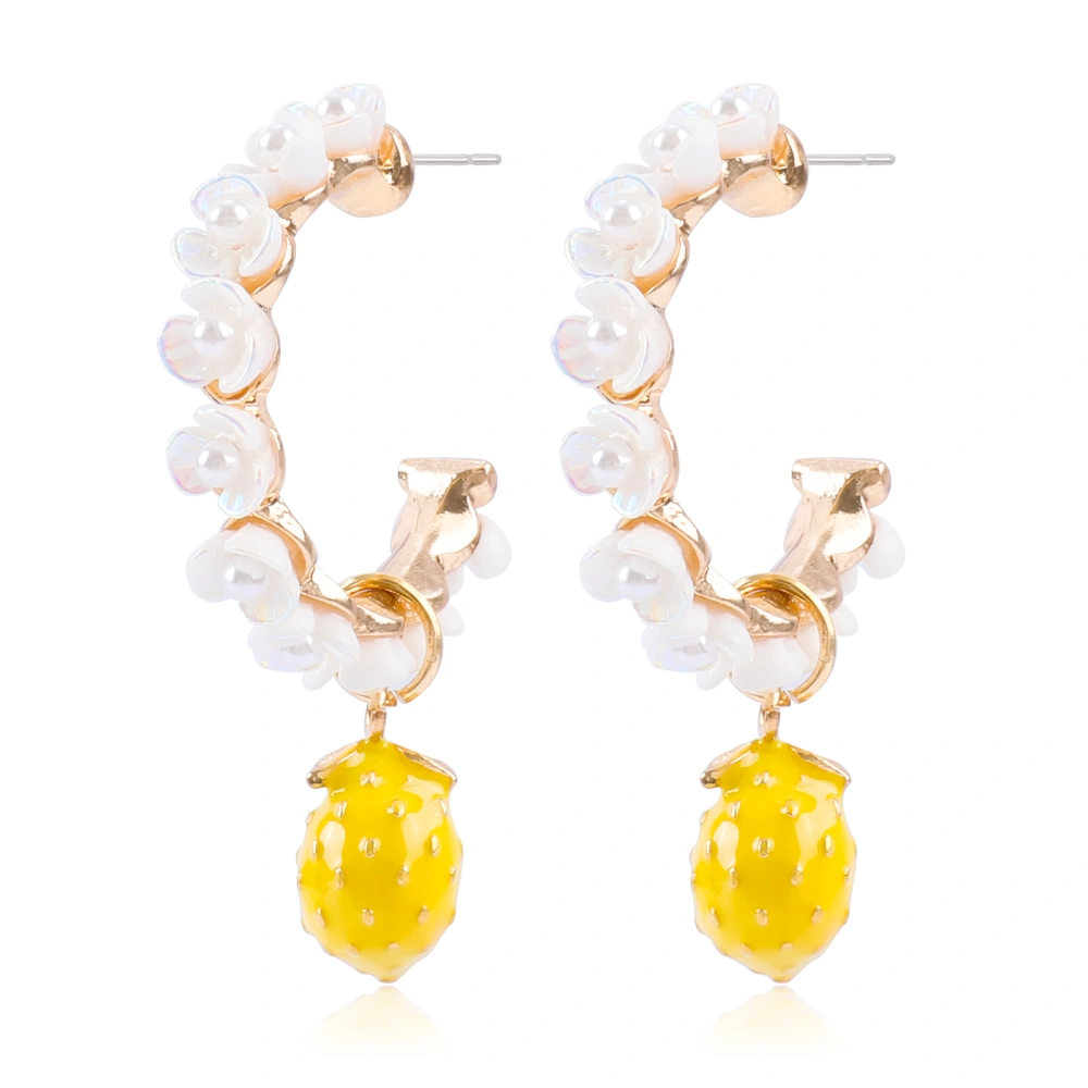 Artificial Pearl Women's Yellow Earrings