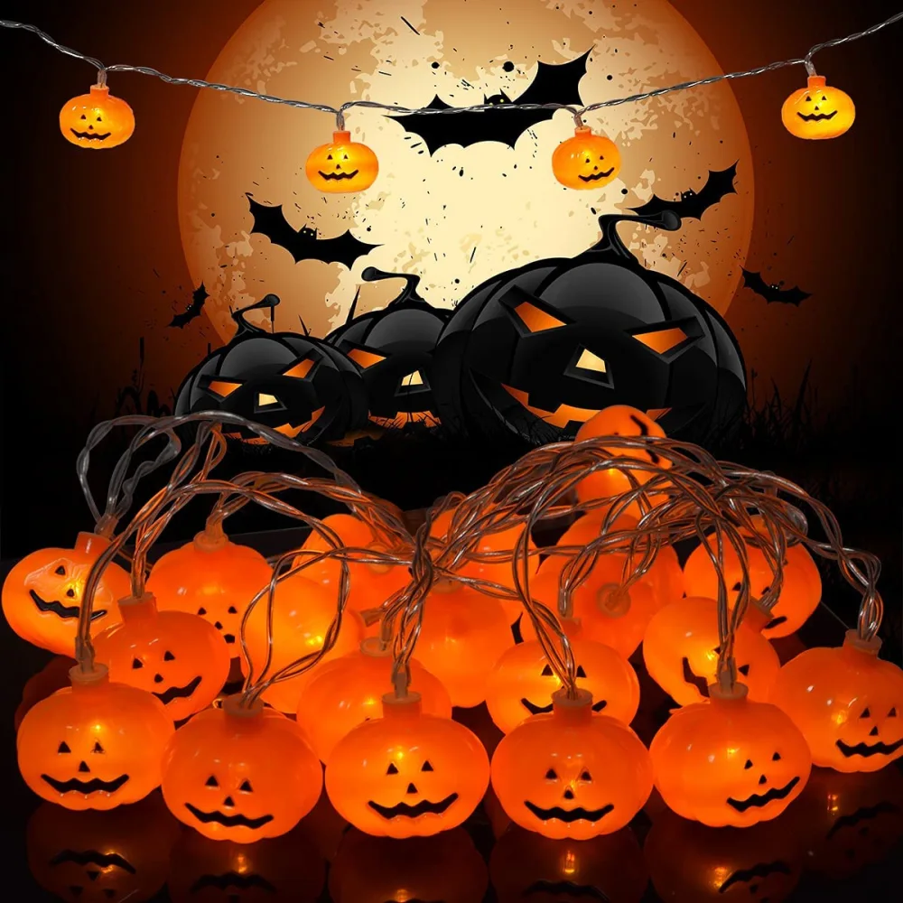 3M Halloween Pumpkin String Lights Lamp DIY Hanging Horror Halloween Decoration For Home Party Supplies