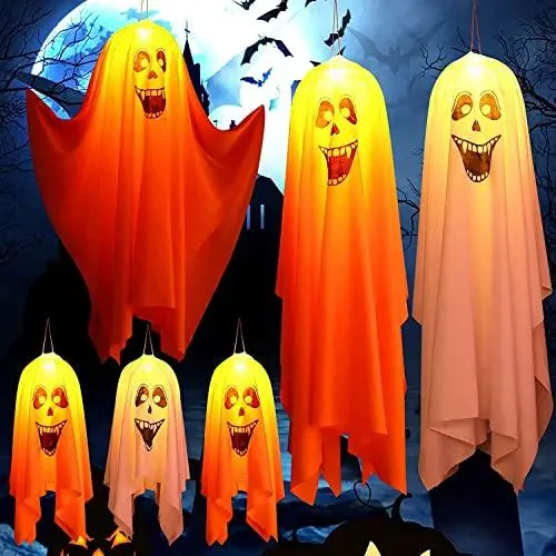 Halloween Ghost Lights Outdoor Scene Layout Props Chandelier Led Flashing Light String Battery Powered Garden Halloween Decoration Lights