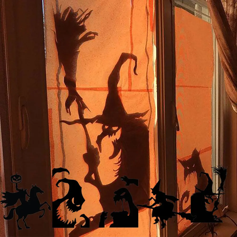 Halloween Window Decoration Halloween Door Wall Decoration Sticker Scary Witch