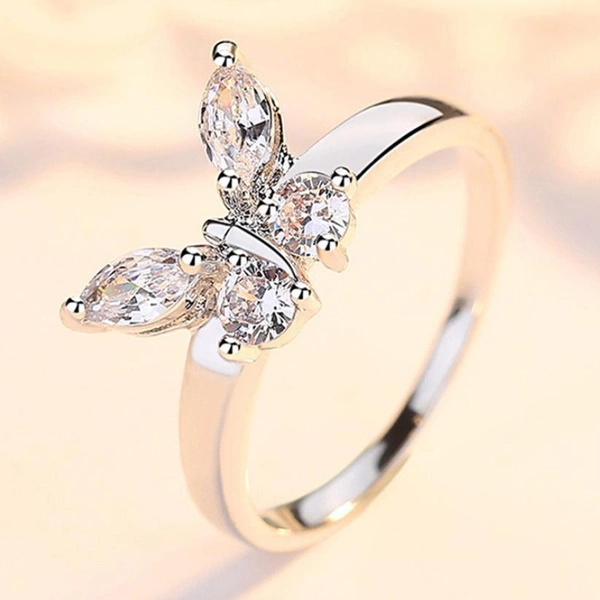 Fashion Jewelry High Quality Exquisite White Sapphire Butterfly Ring Engagement Wedding Diamonds Rings