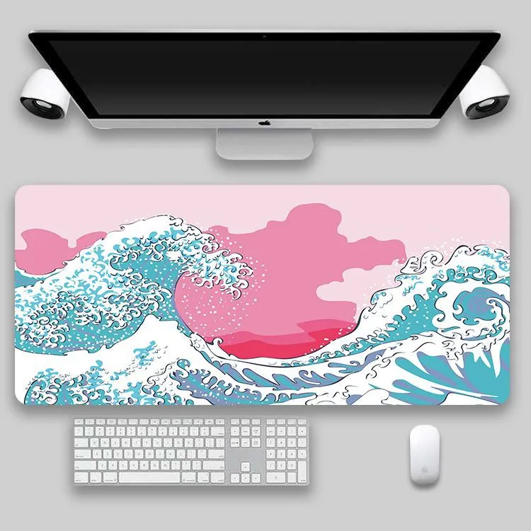 Great Wave Off Art Large Size Mouse Pad Natural Rubber PC Computer Gaming Mousepad Desk Mat Locking Edge for CS GO LOL