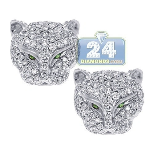 Dazzling Women Jewelry 925 Sterling Silver White Sapphire Stud Ear Wedding Engagement Leopard Earrings