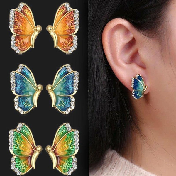 Crystal Butterfly Earrings Woman Dream Earrings Butterfly Wing Earrings