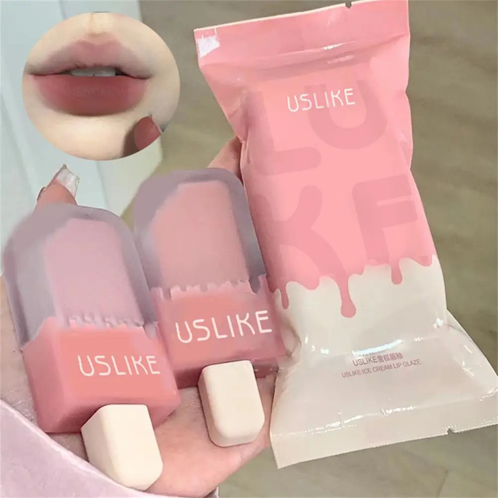 Ice Cream Lip Glaze Velvet Matte Lipstick Waterproof Long-lasting Easy To Color Lip Gloss Mud Makeup