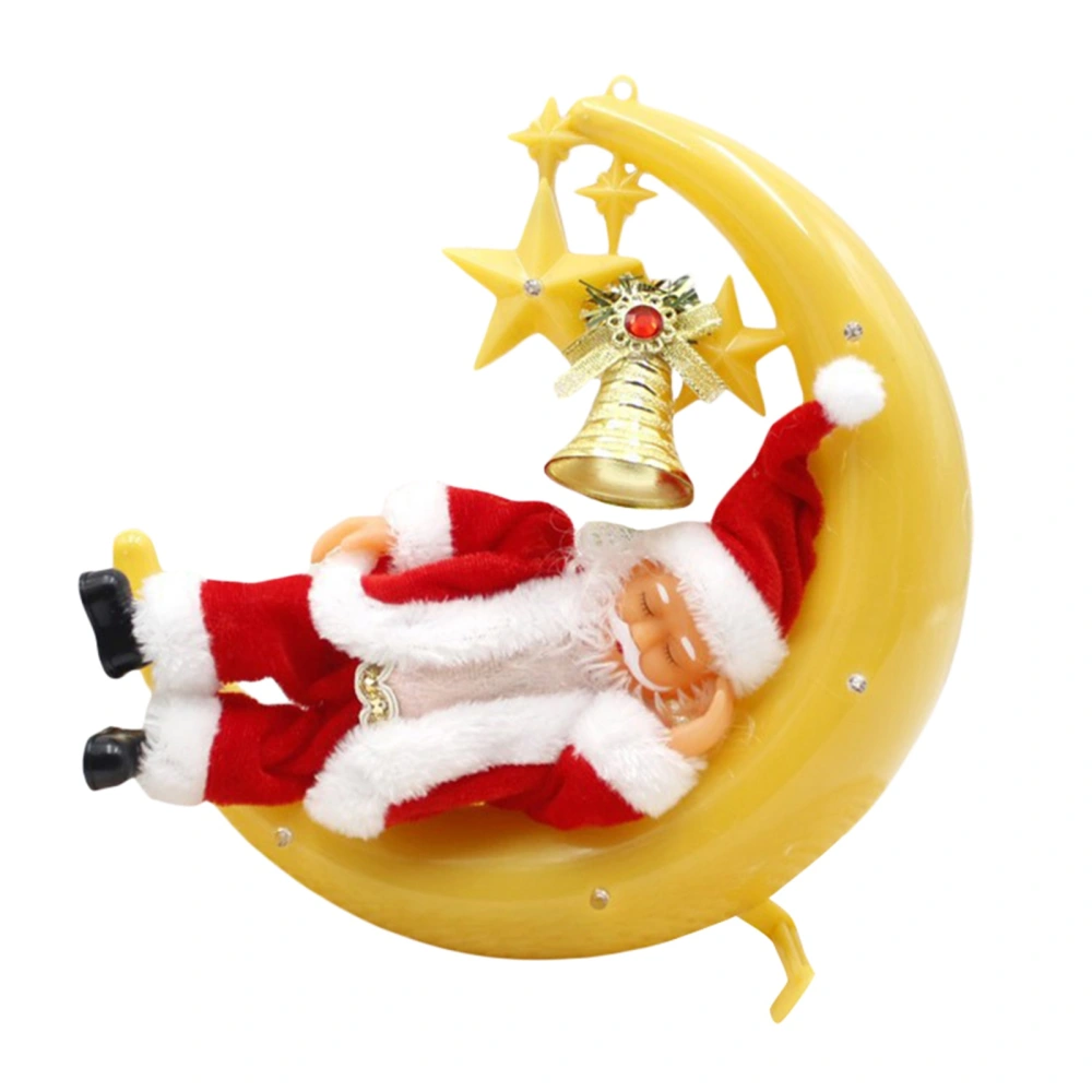 Christmas Toy Snoring Santa Claus Lying on Moon with Music Lights