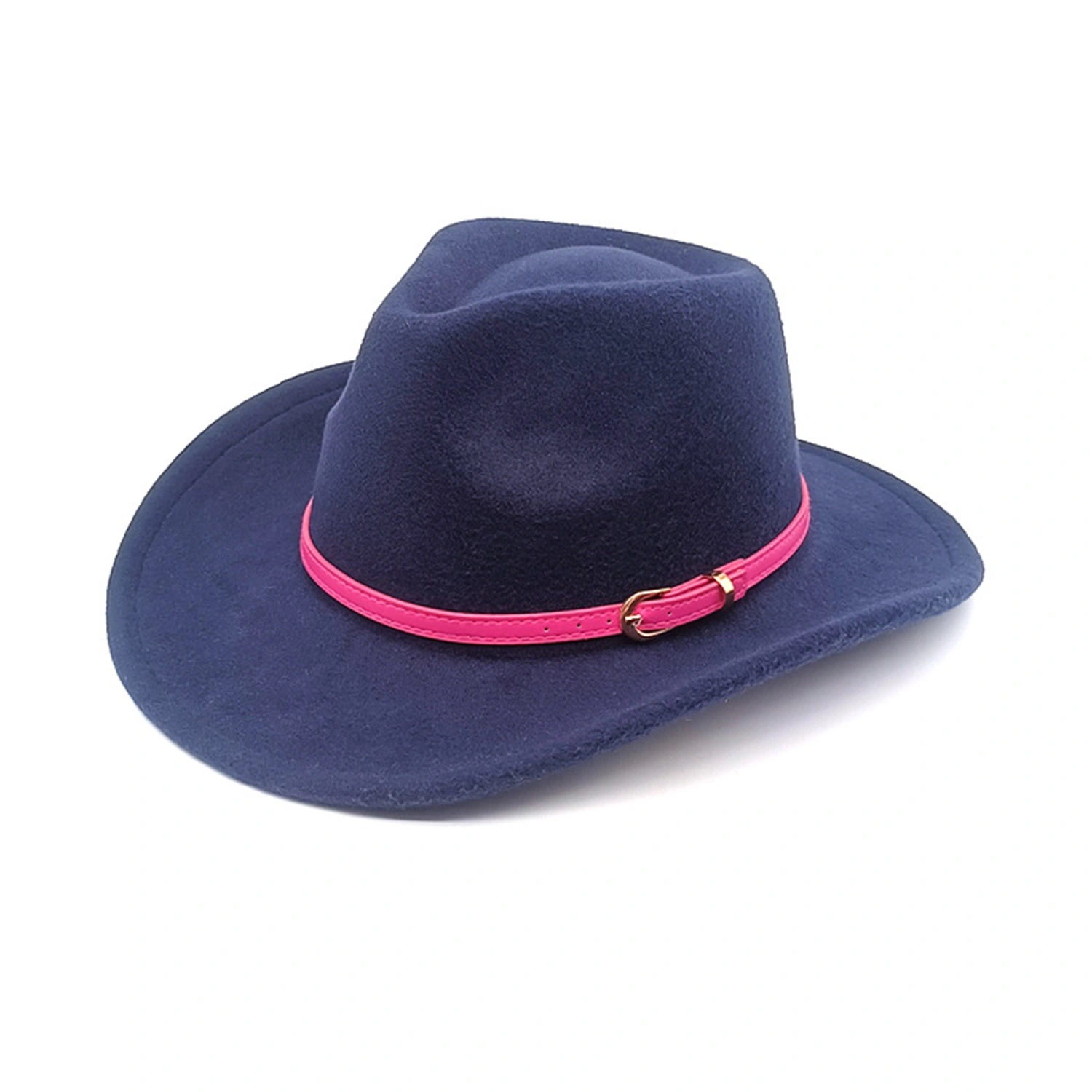 Western Cowboy Hat for Women Men Felt Cowgirl Hat with Pink Belt