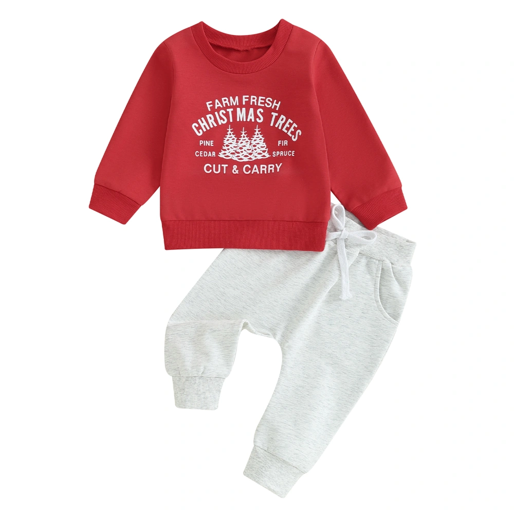 Toddler Boys Christmas Outfits Letter Print Sweatshirts Long Pants Set