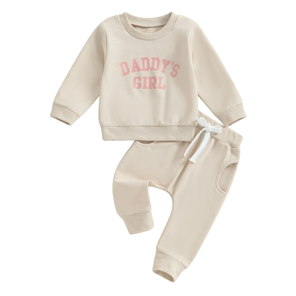 Toddler Girls 2 Piece Outfit Letter Print Sweatshirt and Elastic Pants