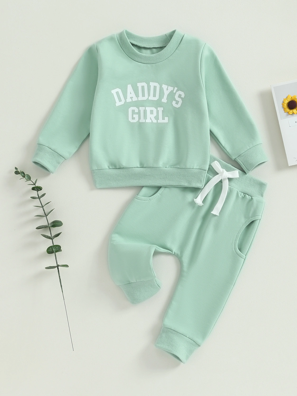 Toddler Girls 2 Piece Outfit Letter Print Sweatshirt and Elastic Pants
