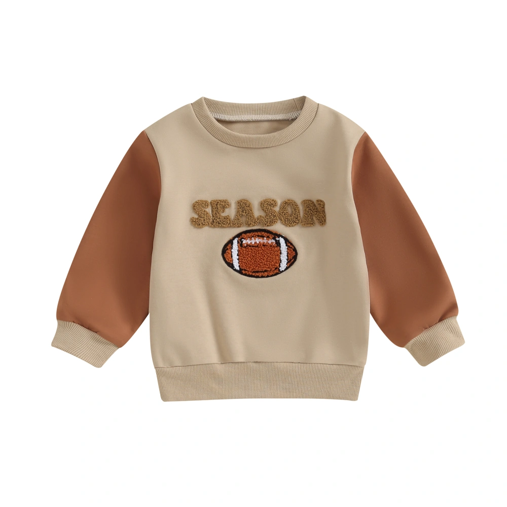 Toddler Girls Boys Sweatshirts Letter Rugby Embroidery Crew Neck Tops