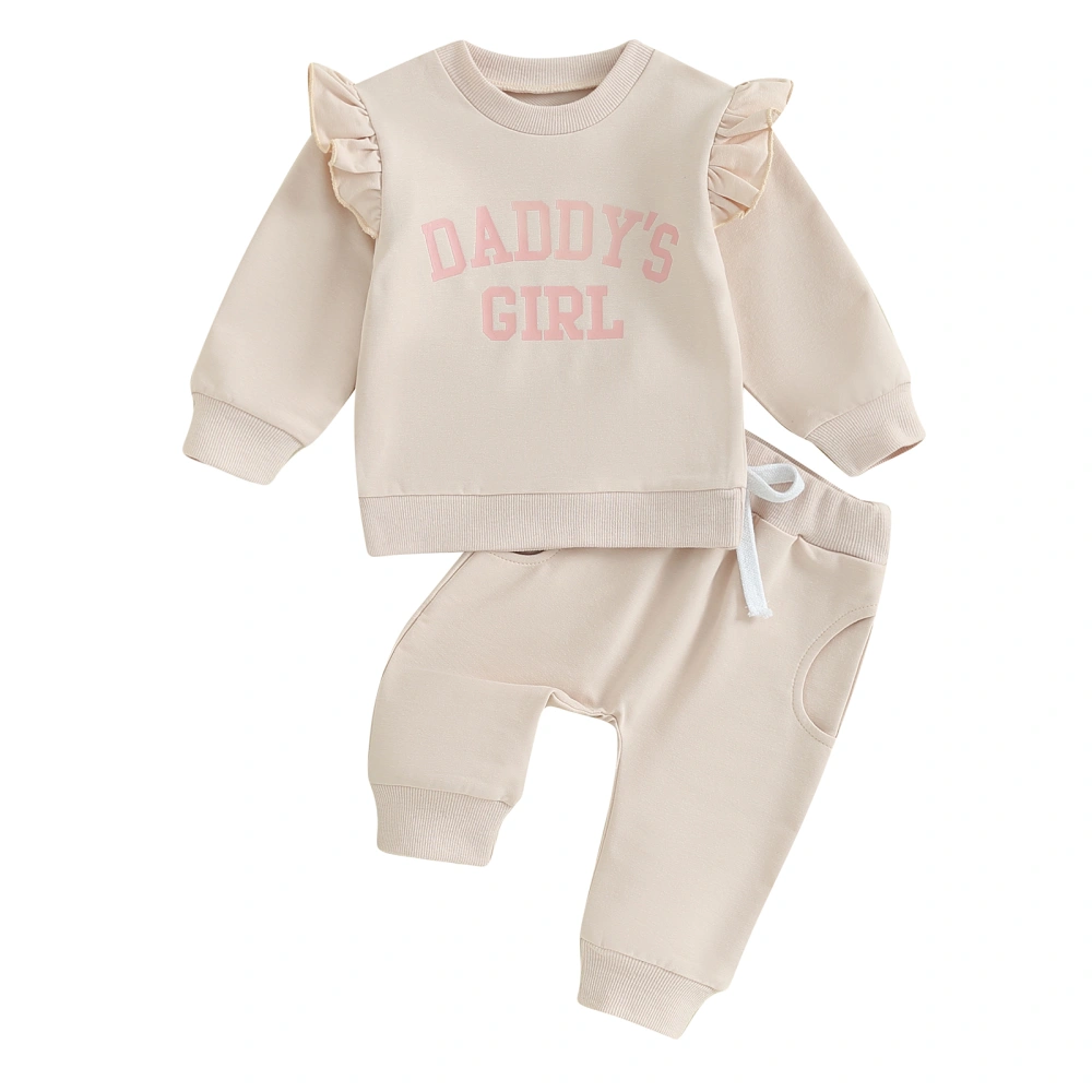 Baby Girls 2-piece Outfit, Long Sleeve Letters Sweatshirt Sweatpants