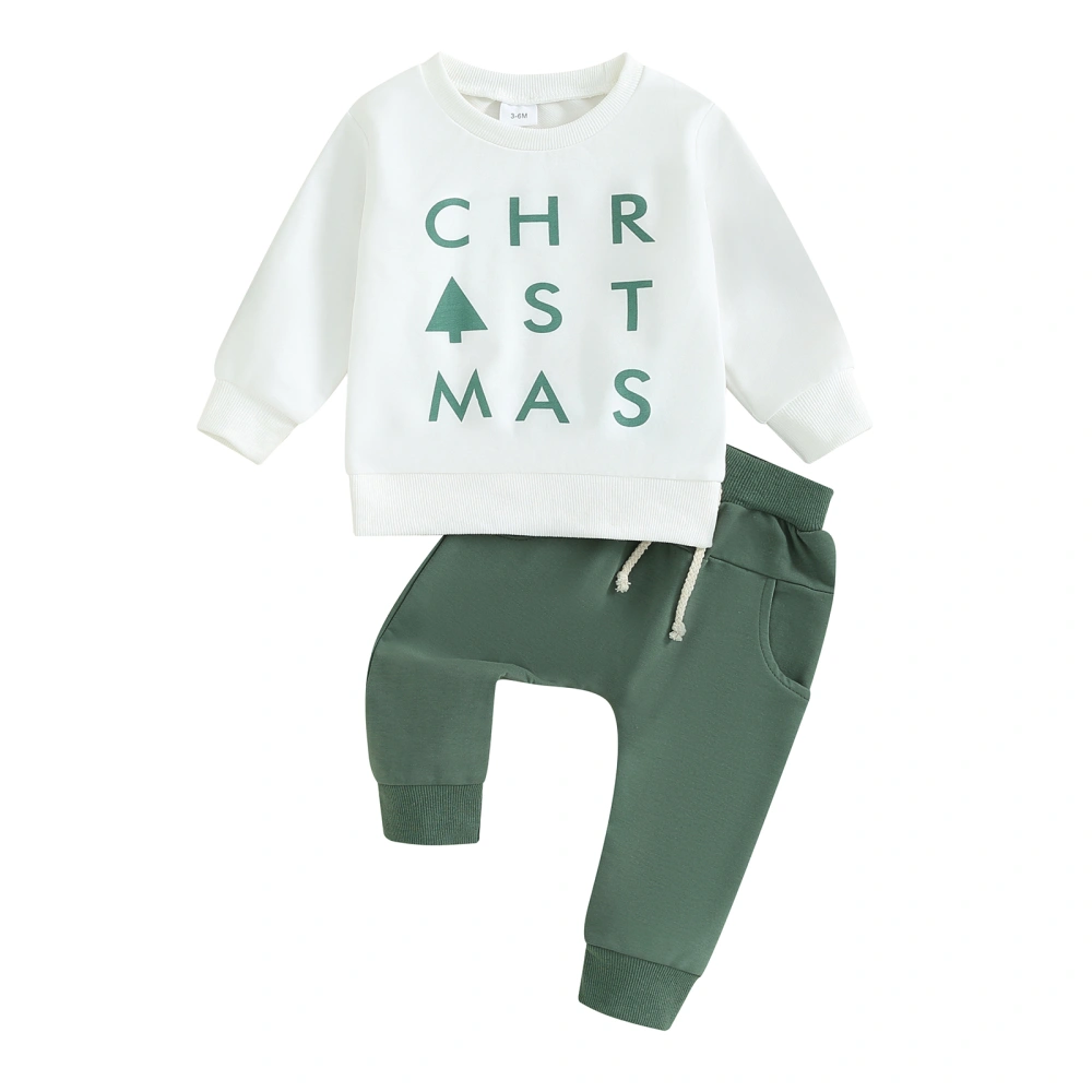 Christmas Baby Boys Pants Set Letters Tree Print Sweatshirt Sweatpants