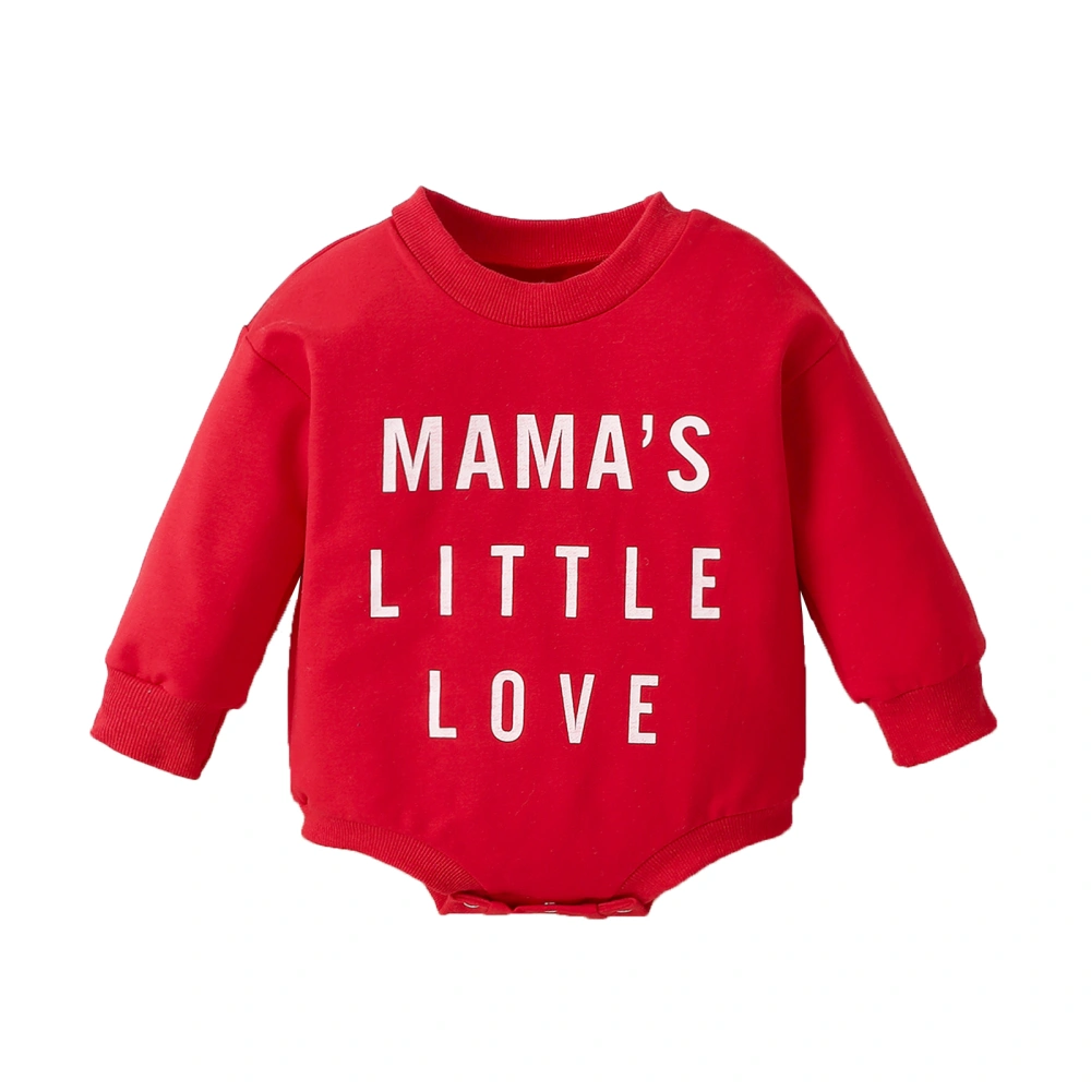 Baby Sweatshirt Romper Long Sleeve Round Neck Letter Print Bodysuit