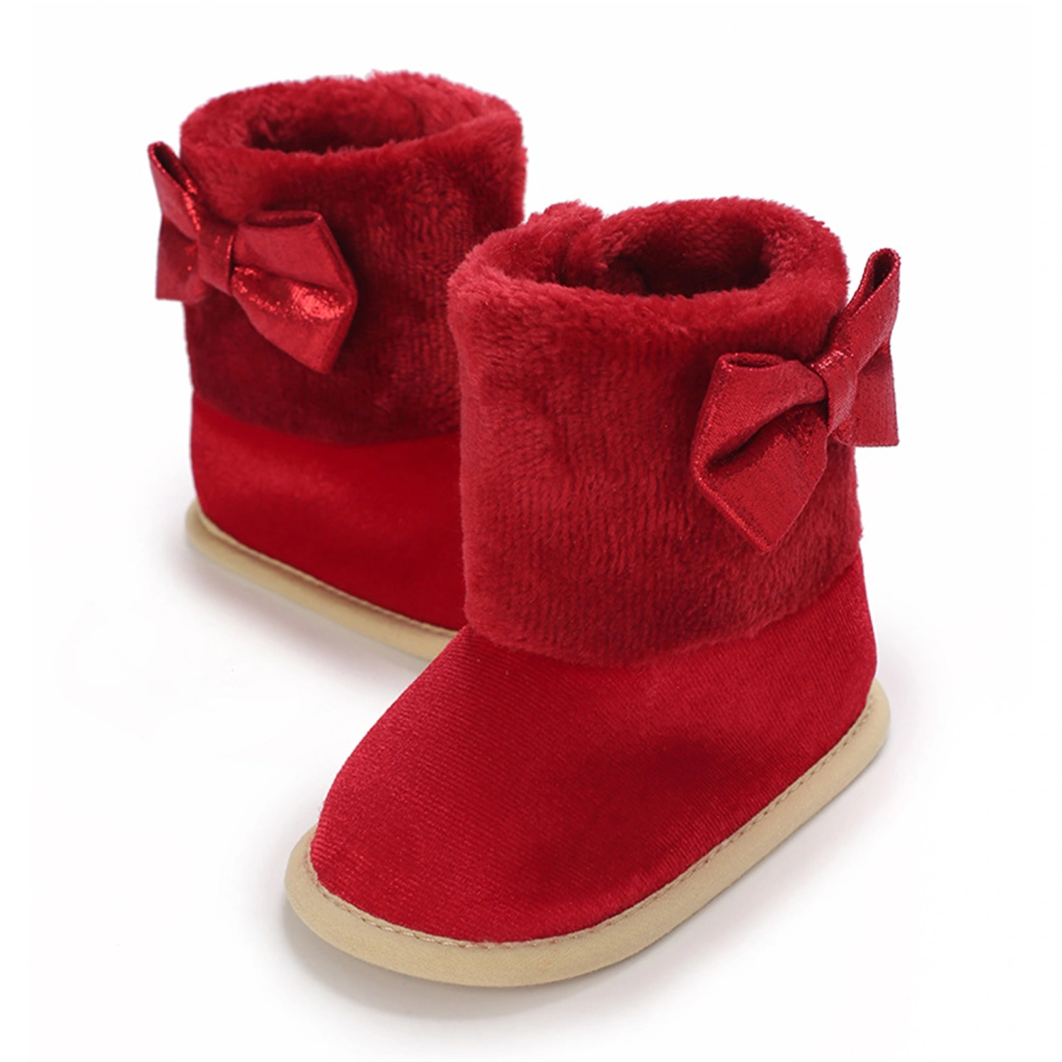 Newborn Girl Ankle Boots Bow Winter Snow Boots Warm Baby Walking Shoes