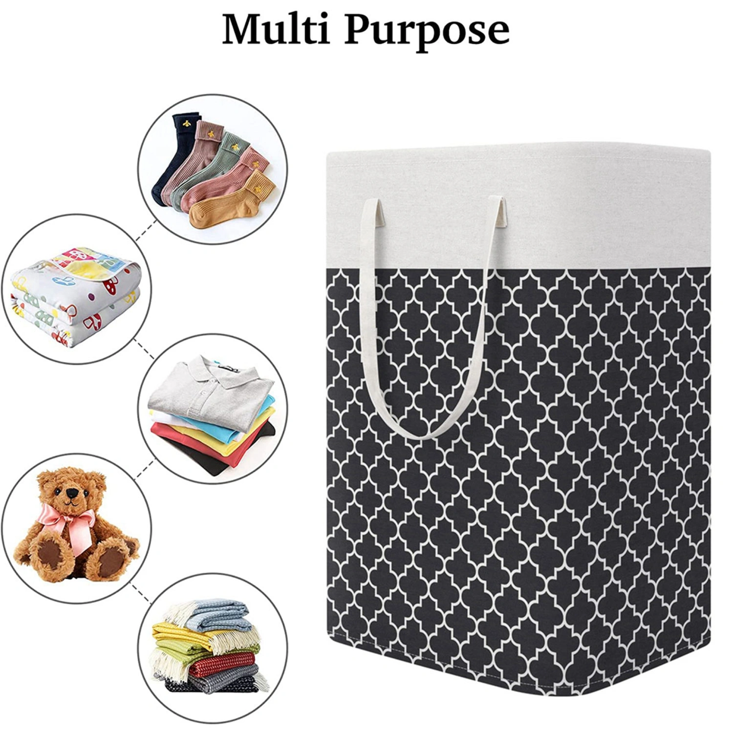 Laundry Basket, Large Standing Collapsible Dirty Clothes Hamper