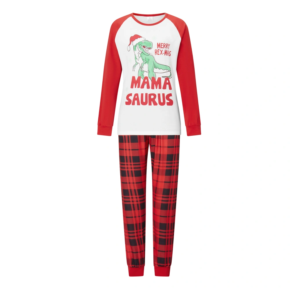 Christmas Pajamas for Family Long Sleeve Dinosaur Print Tops + Pants