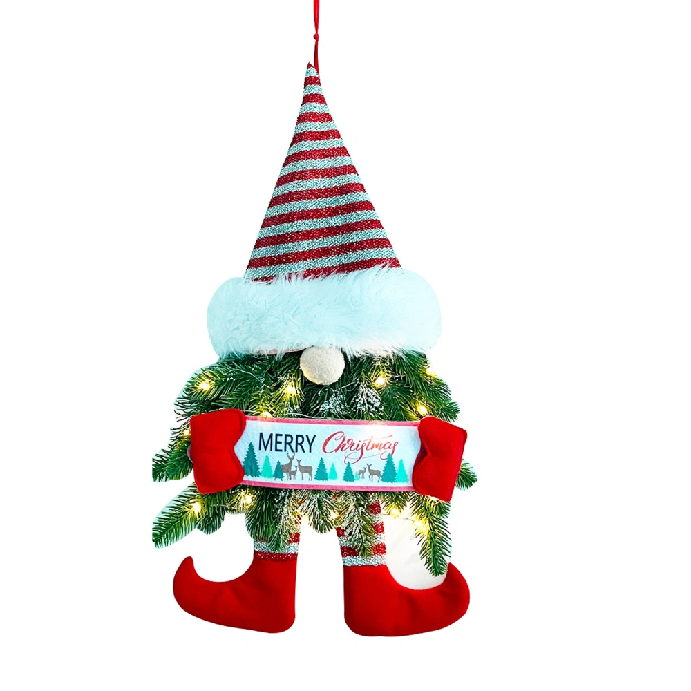 Christmas Gnome Wreath Light Up Pine Wreath Holiday Hanging Decoration