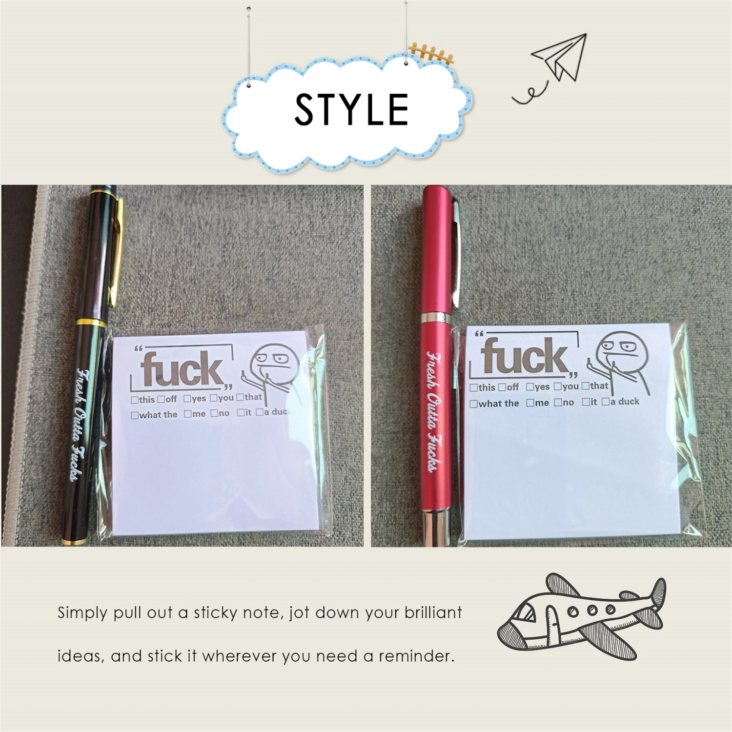 Funny Notepads Funny Pens Sticky Notepads with Snarky Office Pens