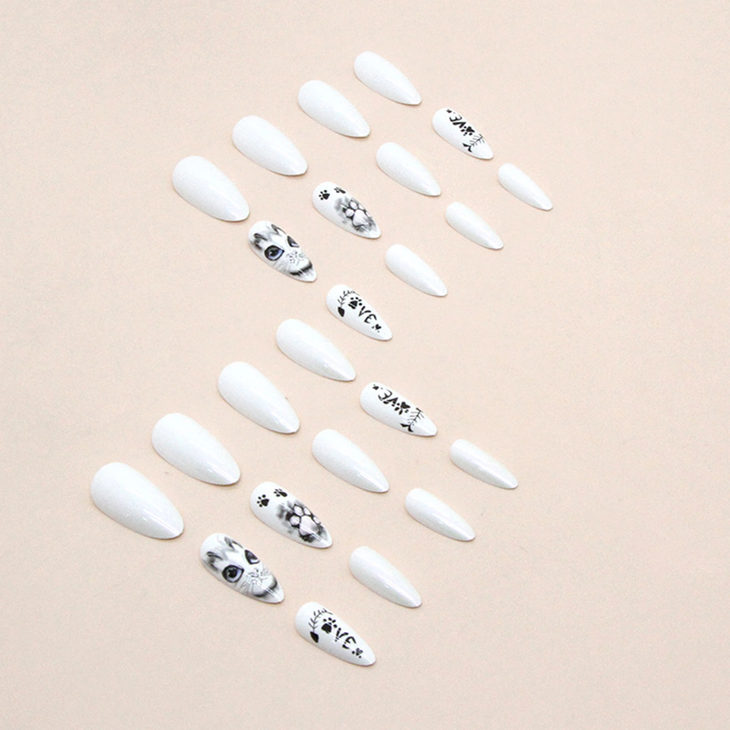 Halloween Press On Nails Almond, Full Cover Fingernails Fake Nails