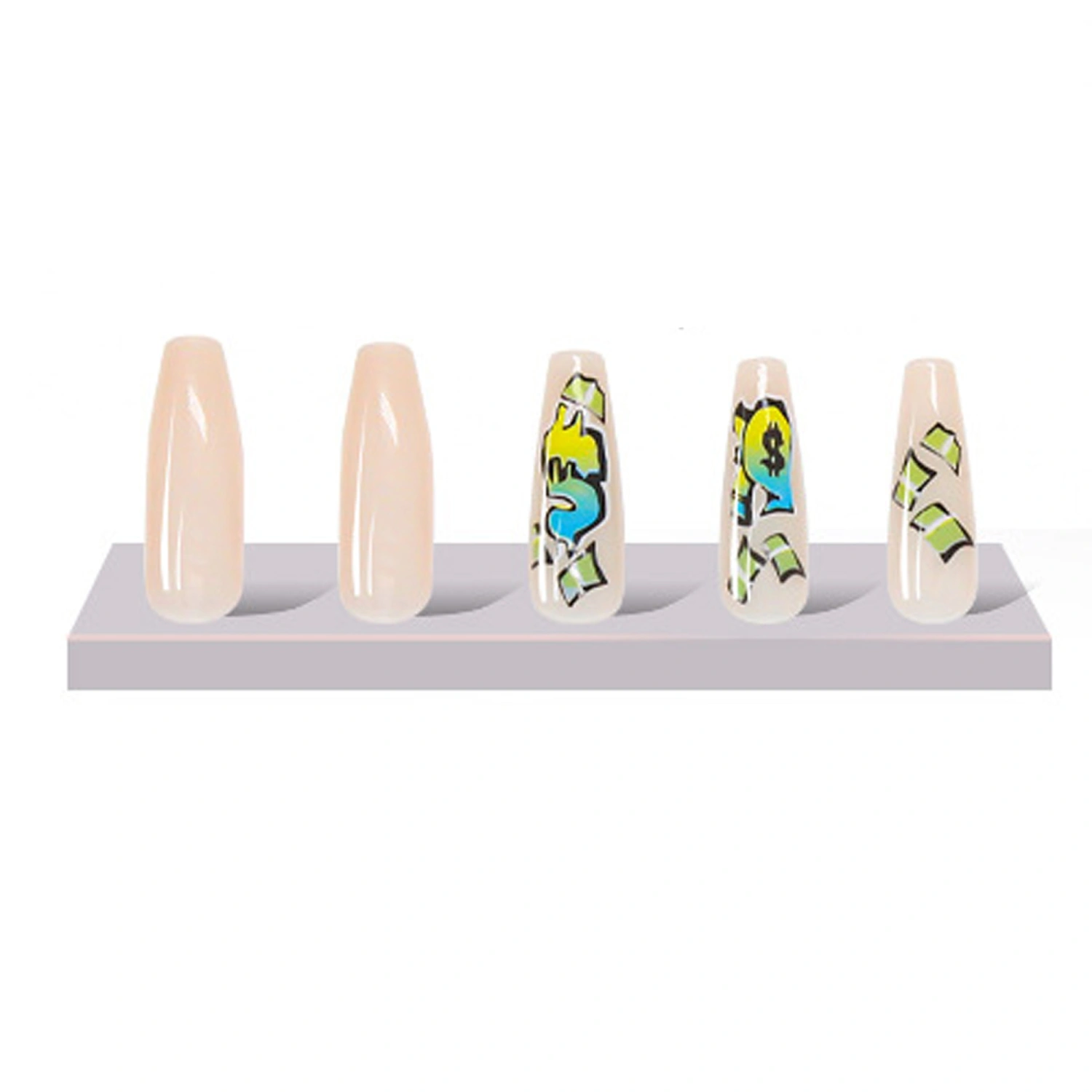Halloween Press on Nails 24Pcs Punk Graffiti Long Fake Square Nails