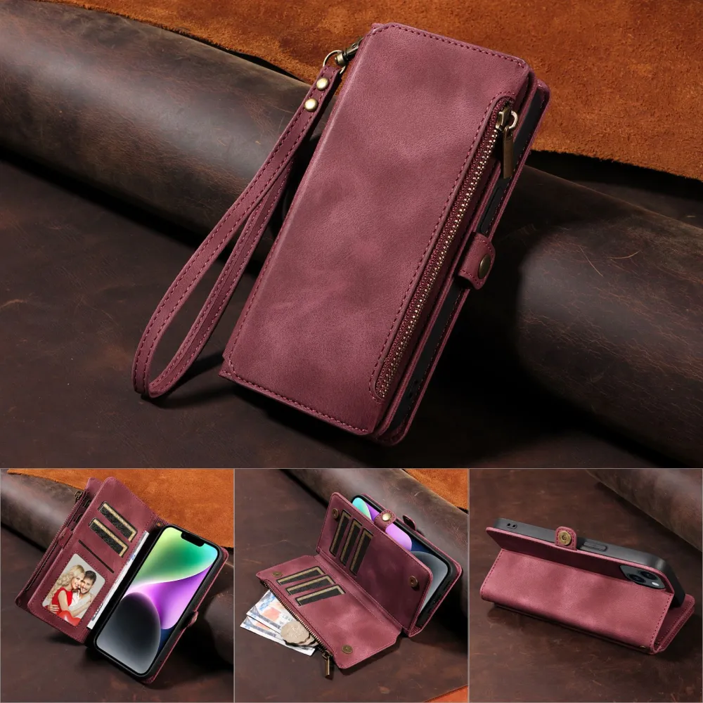 Wallet Flip Zipper Phone Leather Case