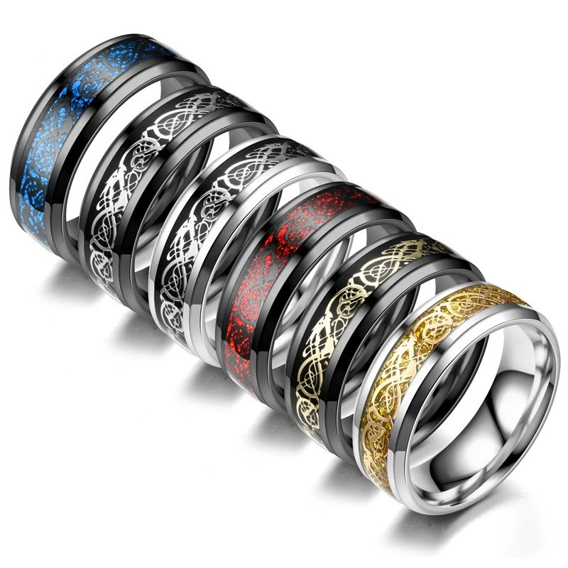 Titanium Steel Stainless Steel Dragon Pattern Ring Couple European and American Fashion Men's Ring