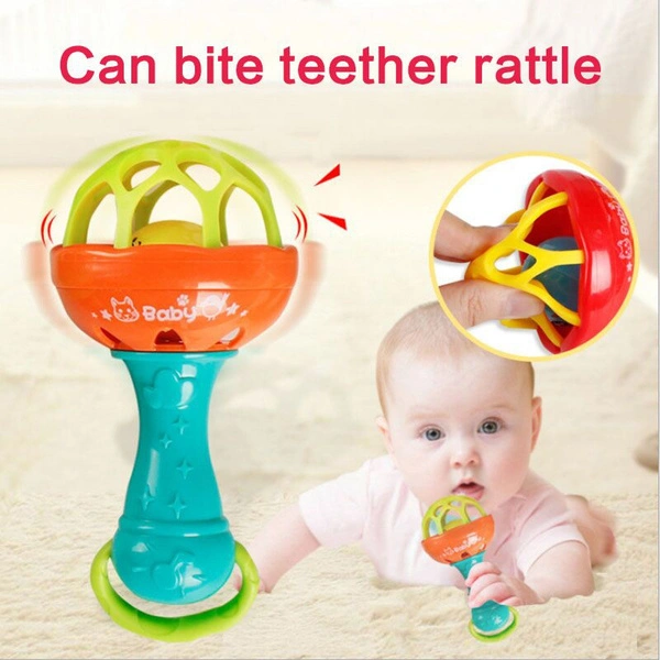 1pc Rattles Develop Baby Intelligence Grasping Gums Plastic Hand Bell Rattle Funny Educational Mobiles Toys Xmas Birthday Gifts