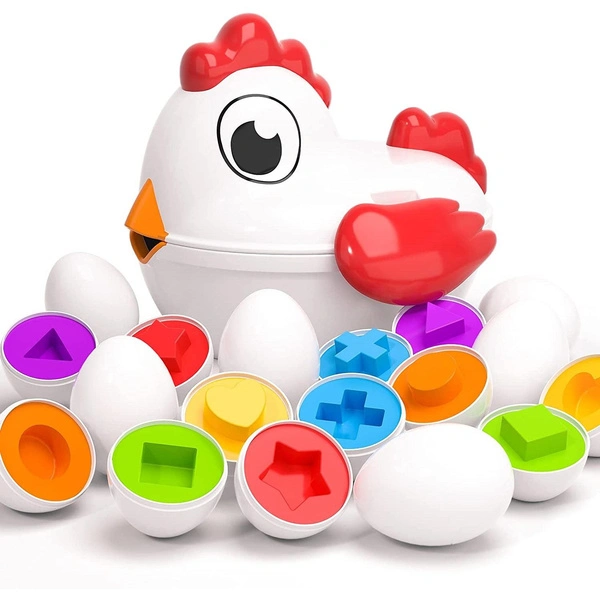 Toddler Chicken Easter Eggs Toys - Color Matching Game Shape Sorter with 6 Toy Eggs for Kids, Fine Motor Skills Sensory Toys, Montessori Educational Toys Easter Gifts for 3 4 5 6 Girls Boys Baby