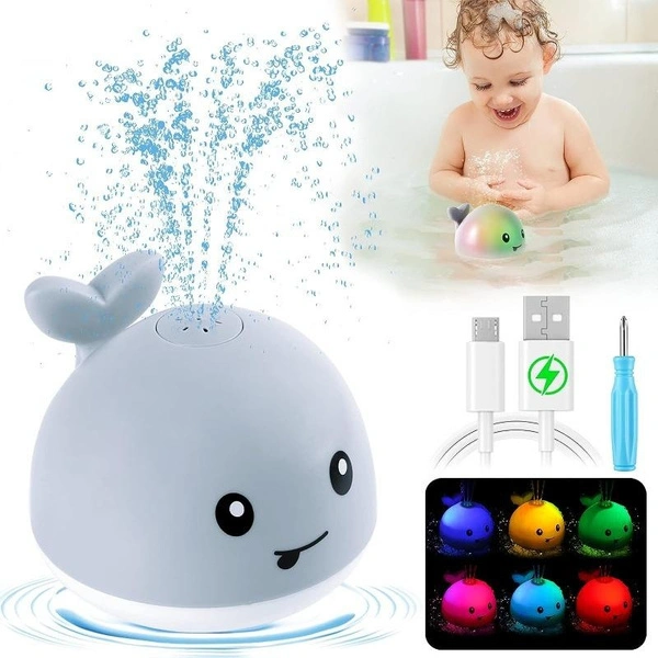 Baby Bath Toys, Rechargeable Baby Toys Whale, Light Up Bath Toys, Sprinkler Bathtub Toys for Toddlers Infant Kids Boys Girls, Spray Water Bath Toy, Pool Bathroom Baby Toy