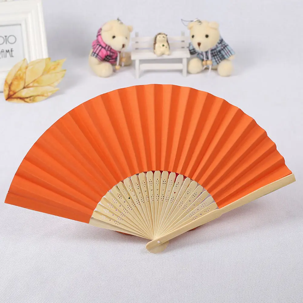 Pattern Folding Dance Wedding Party Lace Silk Folding Hand Held Solid Color Fan