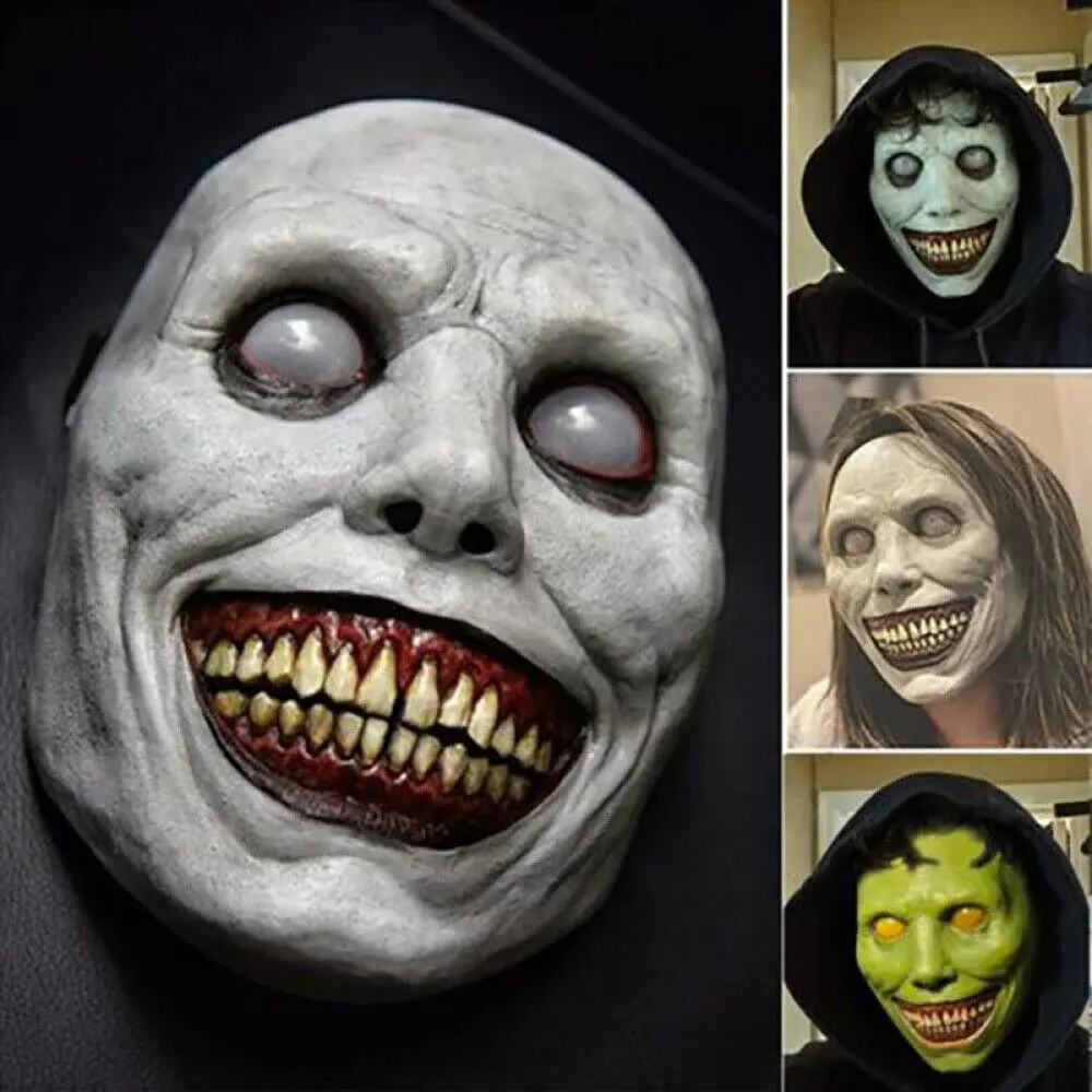 Smile Demons Halloween Latex Mask Horror Green Face Masks The Evil Cosplay Props Party Carnival Easter Purim Fancy Dress