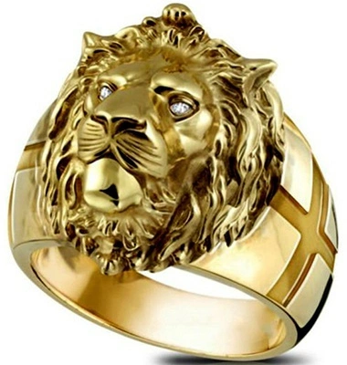 Personalized fashion domineering men's 18K gold high-end jewelry accessories "Lion King" head statue ring