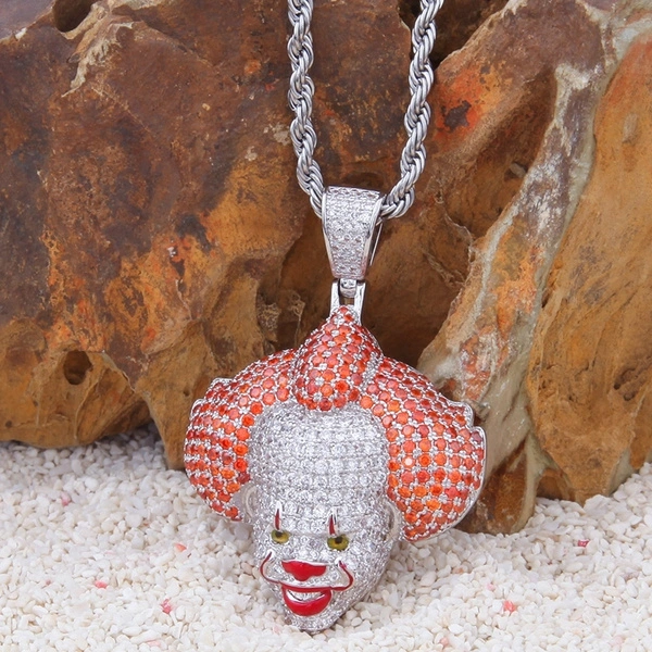 Movie Clown Horror Gemstone Pendant Punk Jewel Cosplay Necklace Gift