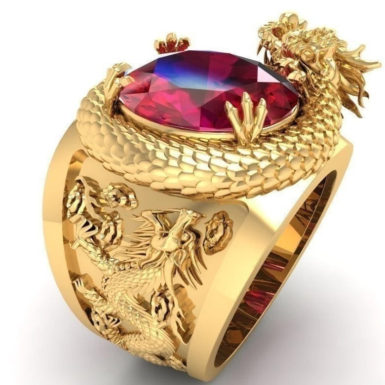 New fashionable and luxurious 3D domineering dragon ring men's and women's hand accessories