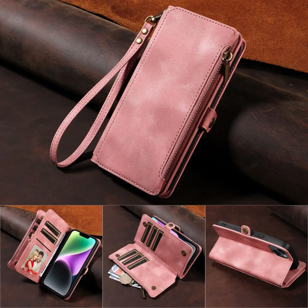 Wallet Flip Zipper Phone Leather Case