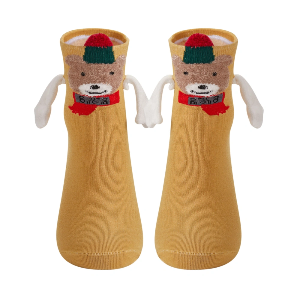 Couple Matching Socks Fuzzy Bear Magnetic Holding Hands Socks