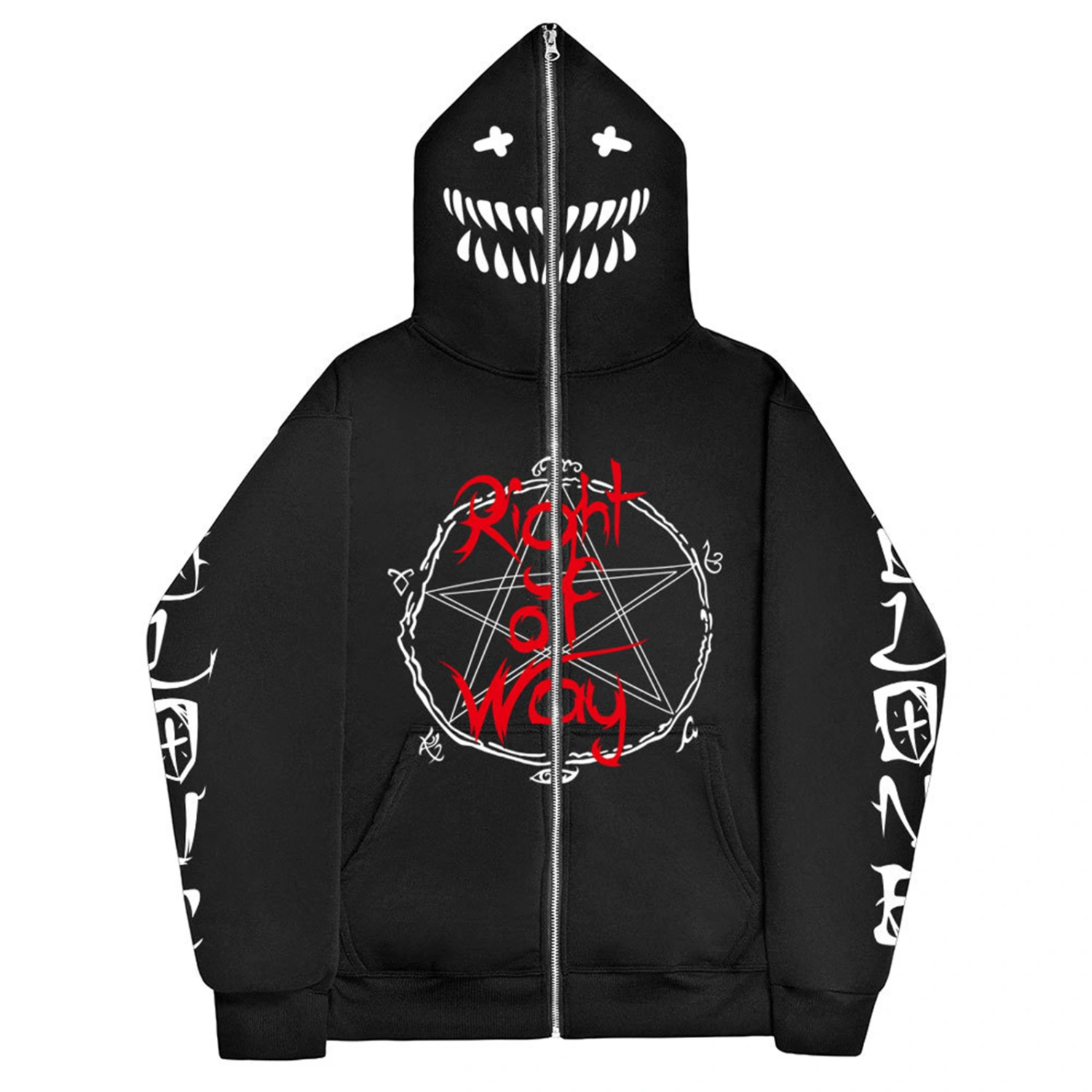 Women's Gothic Hooded Sweatshirt Jacket Pattern Full Zip Up Fall Coat