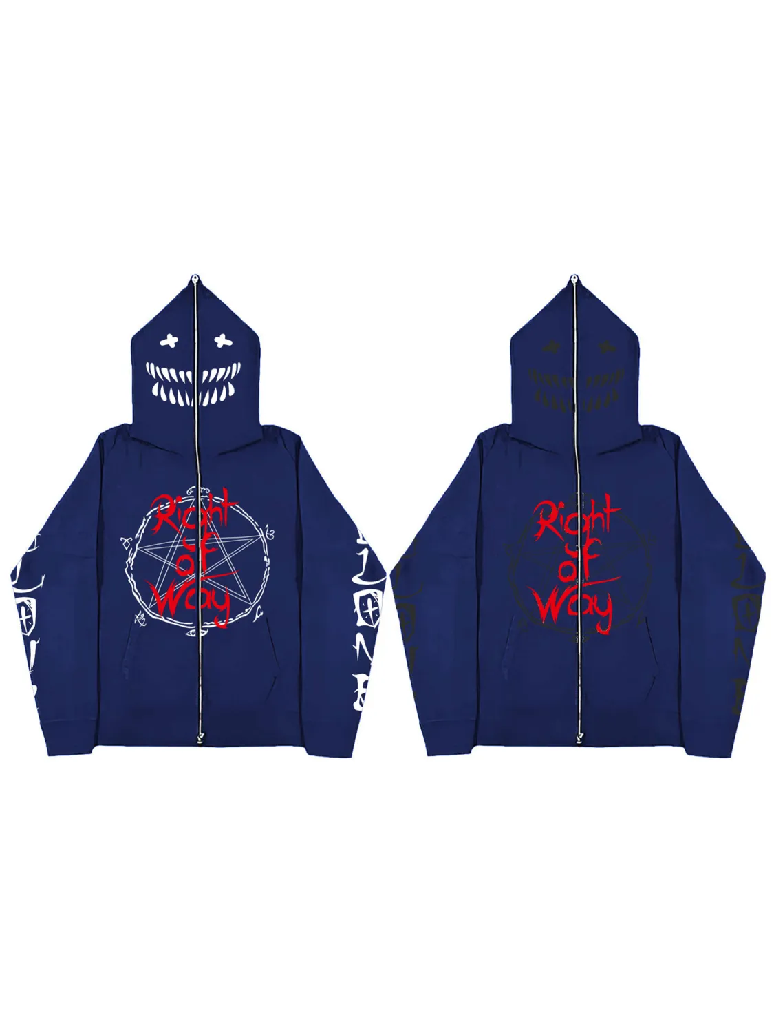 Women's Gothic Hooded Sweatshirt Jacket Pattern Full Zip Up Fall Coat