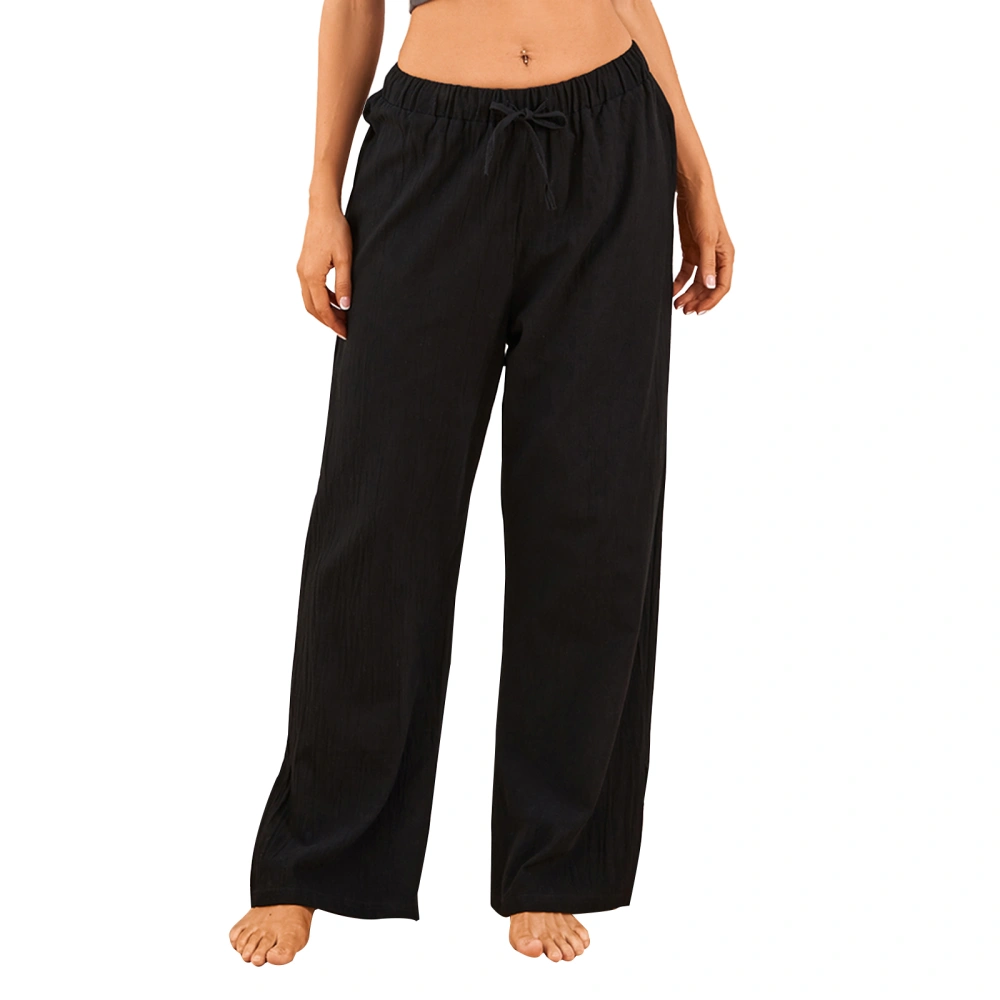 Women's Wide-Leg Lounge Pants Solid Color Elastic Waist Pajama Pants