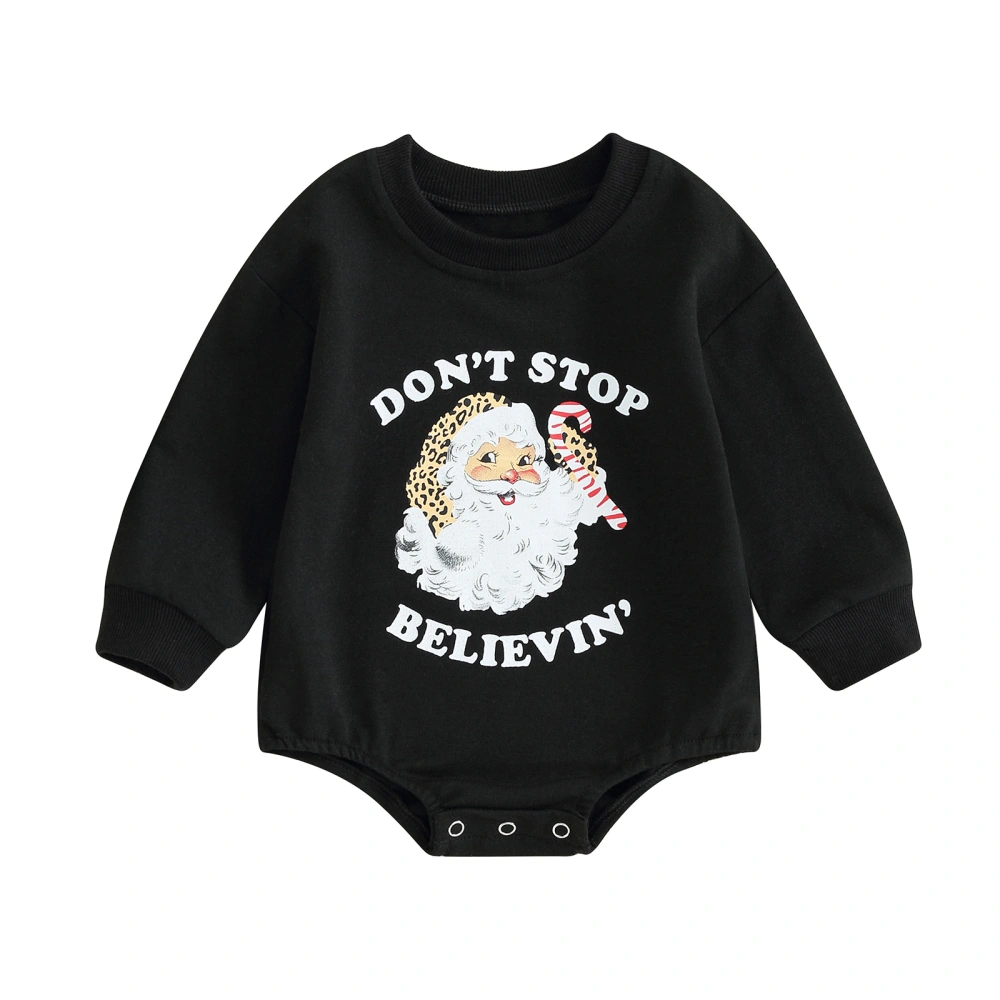 Baby Long Sleeve Rompers Christmas Santa Claus Print Loose Bodysuit