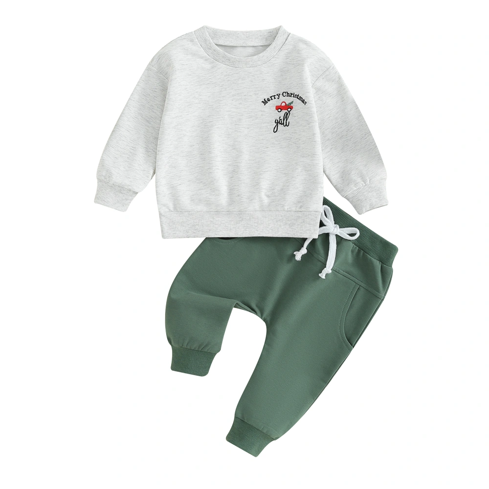 Toddler Boys Christmas Outfits Letter Truck Pattern Sweatshirts Pants