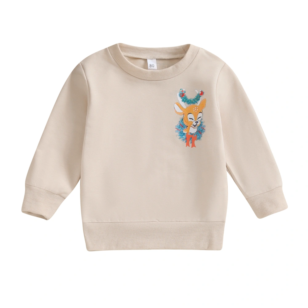 Baby Christmas Sweatshirts Cute Deer Print Long Sleeve Loose Pullover