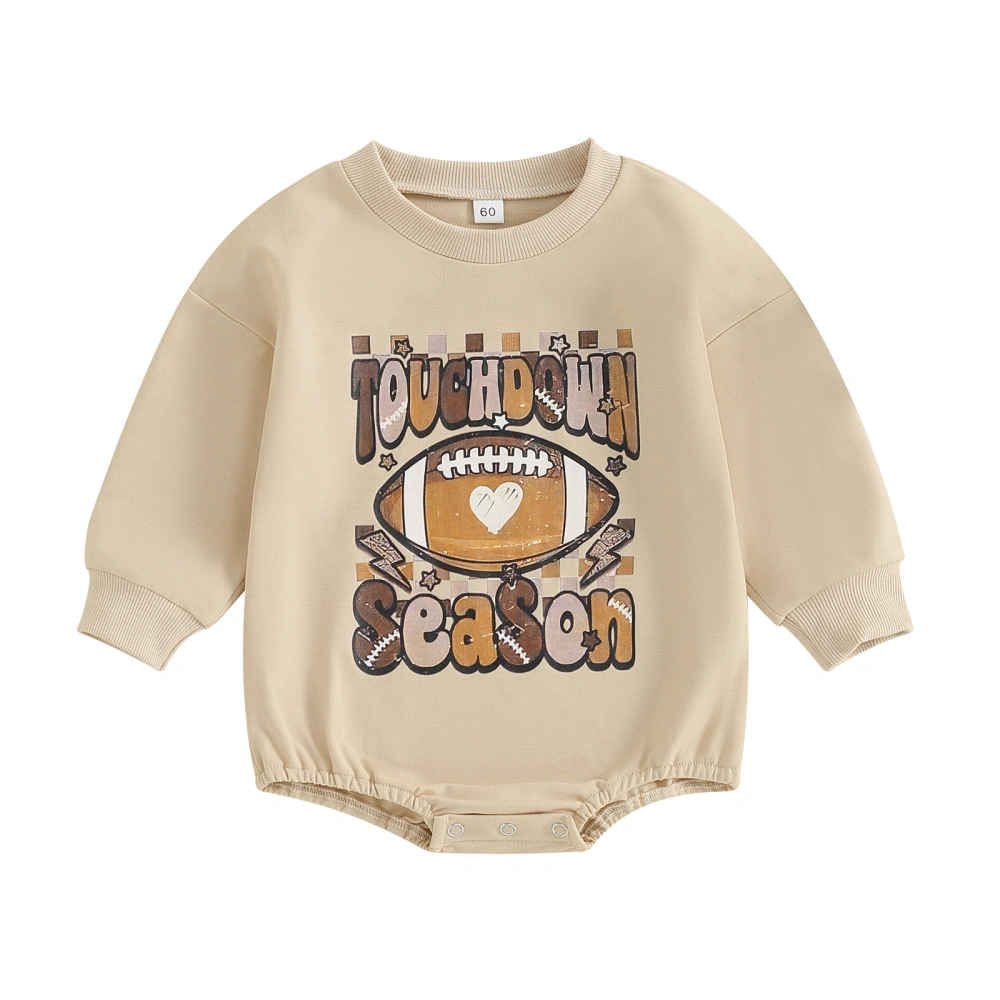 Baby Sweatshirt Romper Long Sleeve Football Letter Print Bodysuit