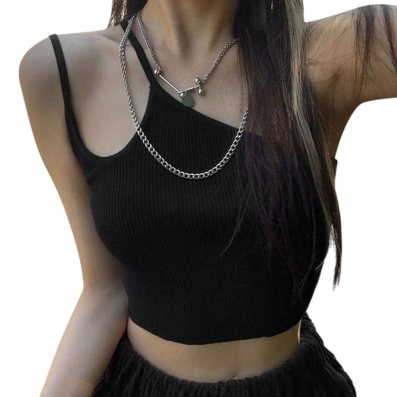 Women's Summer Crop Cami Tops One Shoulder Spaghetti Strap Camisole