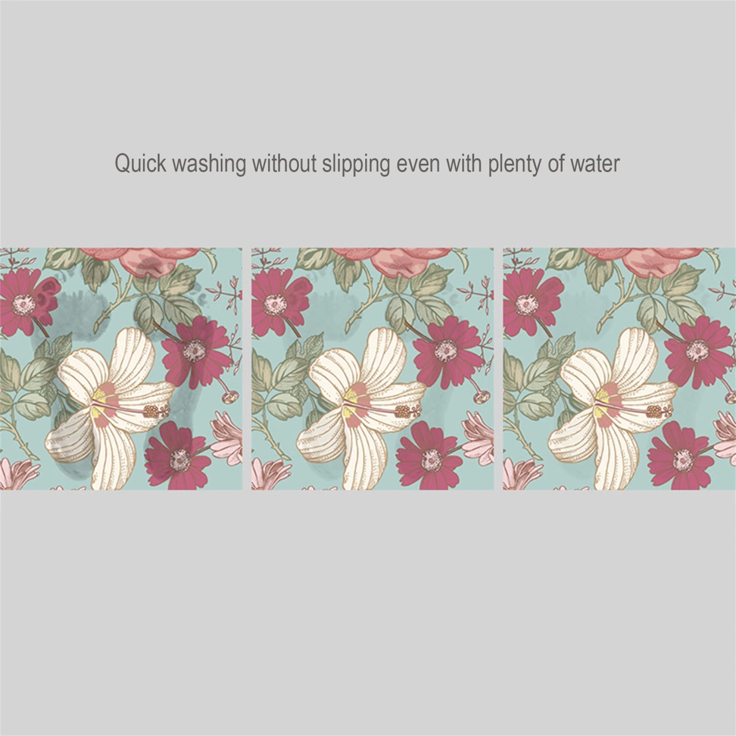 Floral Bath Mat for Bathroom Absorbent Bath Rug Non-Slip Floor Mat