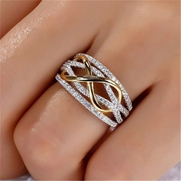 Wedding Engagement Ring Love Diamond Infinity Bowknot Rings for Women Rhinestone Jewelry