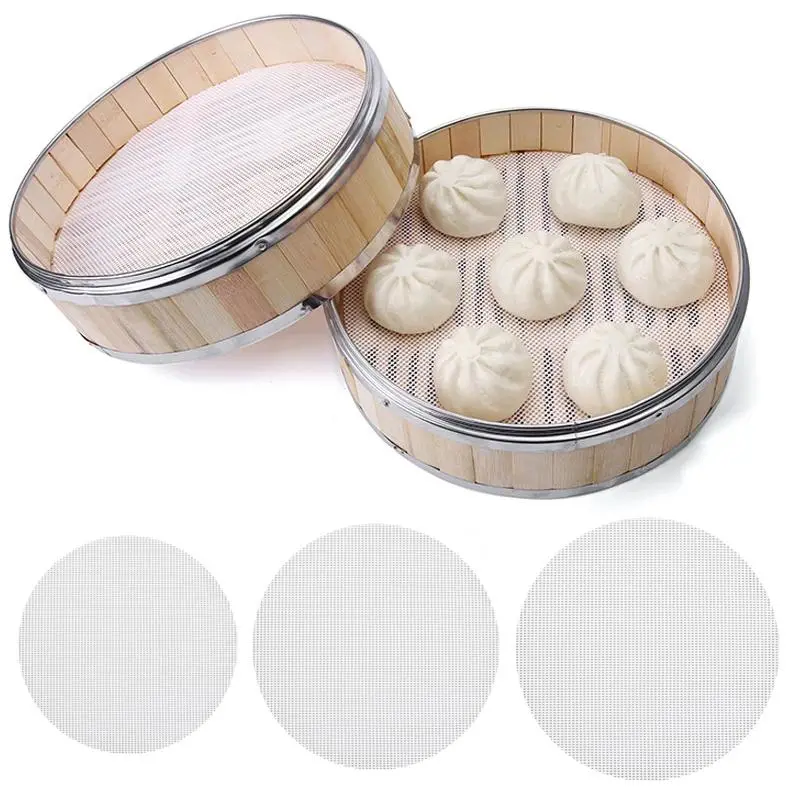 1PC Cooking Accessories Steamer Mat Food Grade Silicone Non-Stick Round Mat White Steamer Cloth